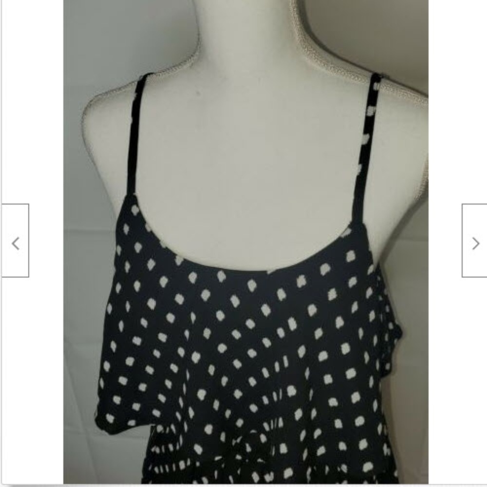 Elle Dress M Spaghetti Straps Black White Mini - Picture 2 of 7